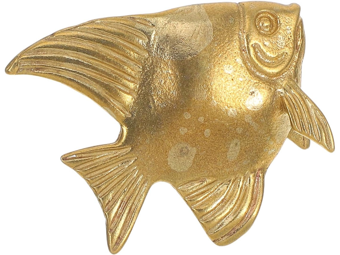 Puxador De Gaveta Em Latão Dourado Em Formato De Peixe, Fácil De Instalar E Com Design Elegante.