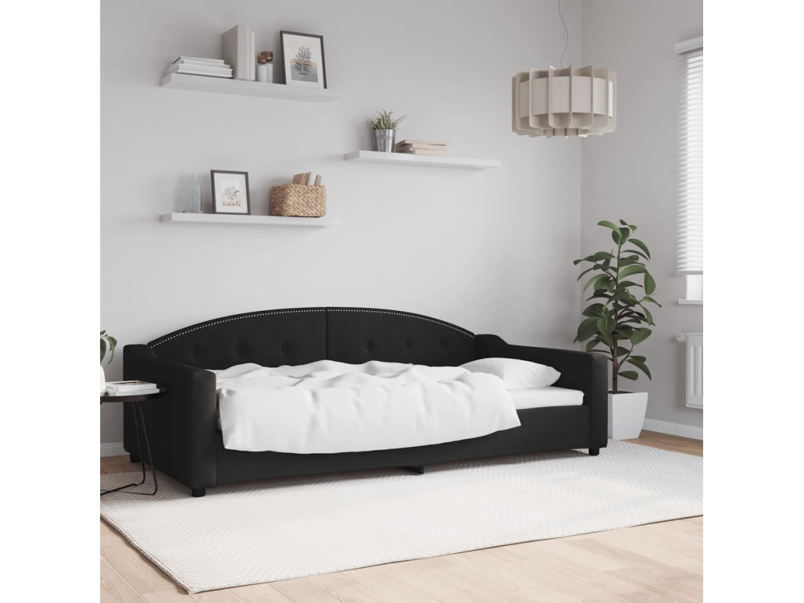 Vidaxl Sofá-cama 100x200 Cm Tecido Preto