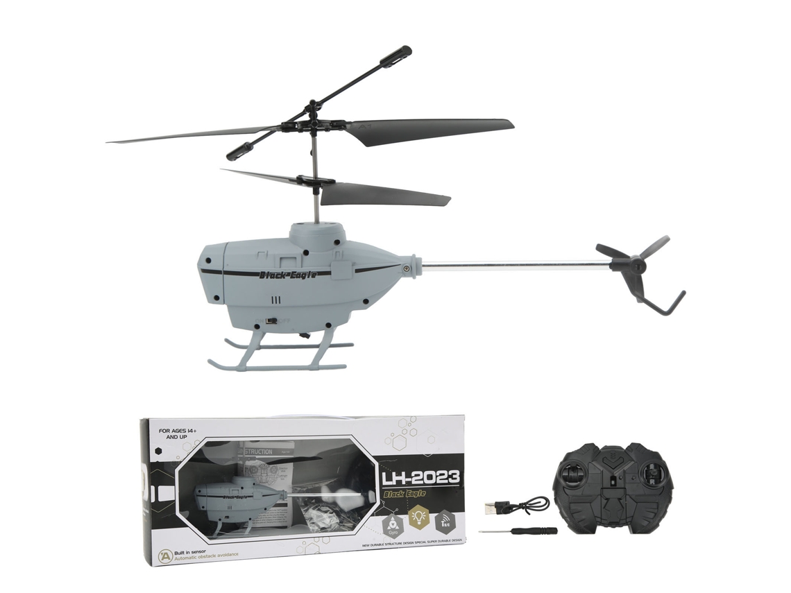 Mali heli Rc 2.5ch com Evasão Automática de Obstáculos e Giróscopo Brinquedo de Controle Remoto Cinza