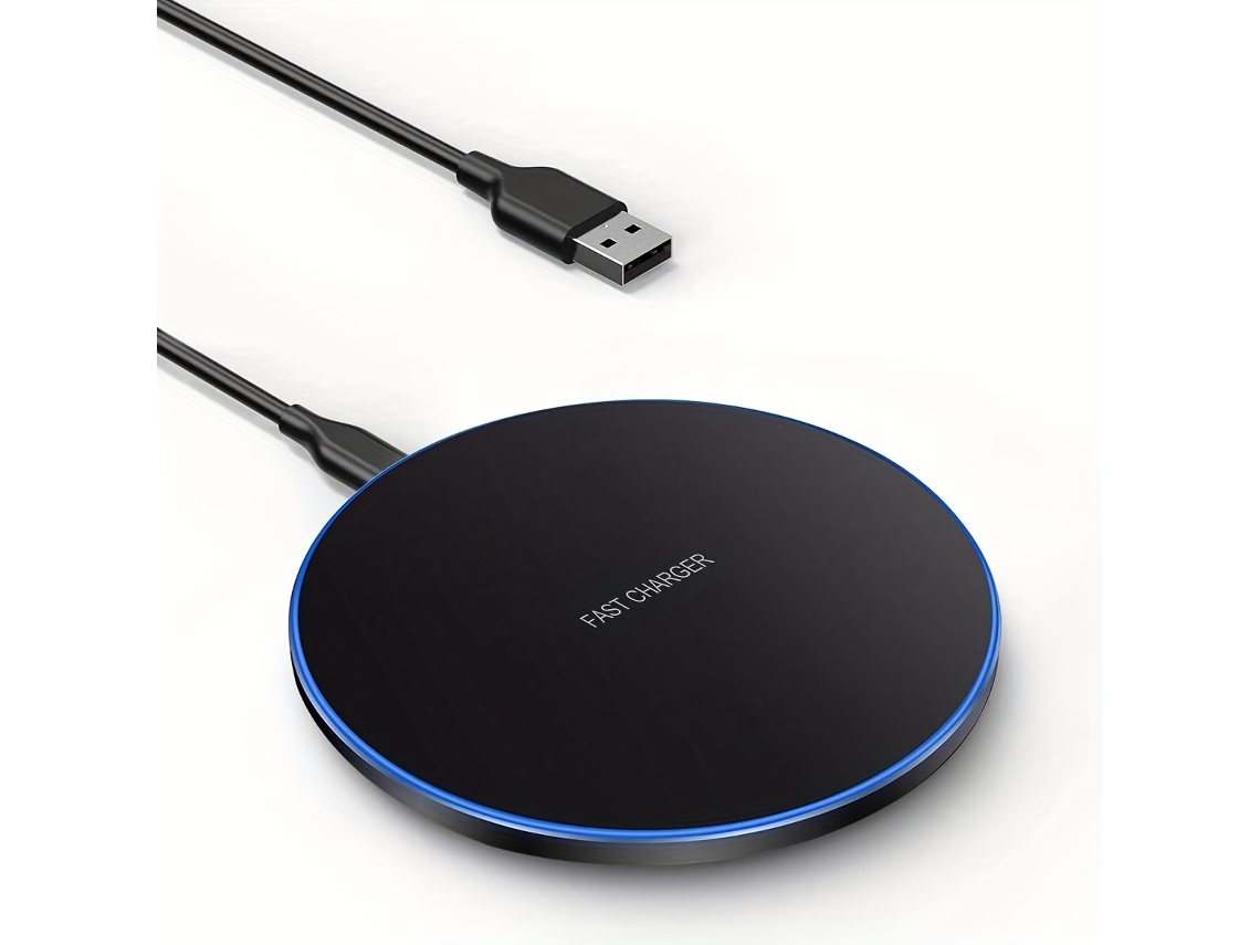 Carregador Sem Fio (preto Com Fio) De 30 W, Compatível Com Carregamento Rápido Sem Fio Qi, Com Indicador De Carregamento E Luz Led.