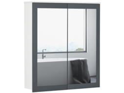 Armário de Banheiro com Espelho,suspenso,2 Portas de Vidro,prateleiras Ajustáveis,69x17x75.5cm,branco BTFORUS