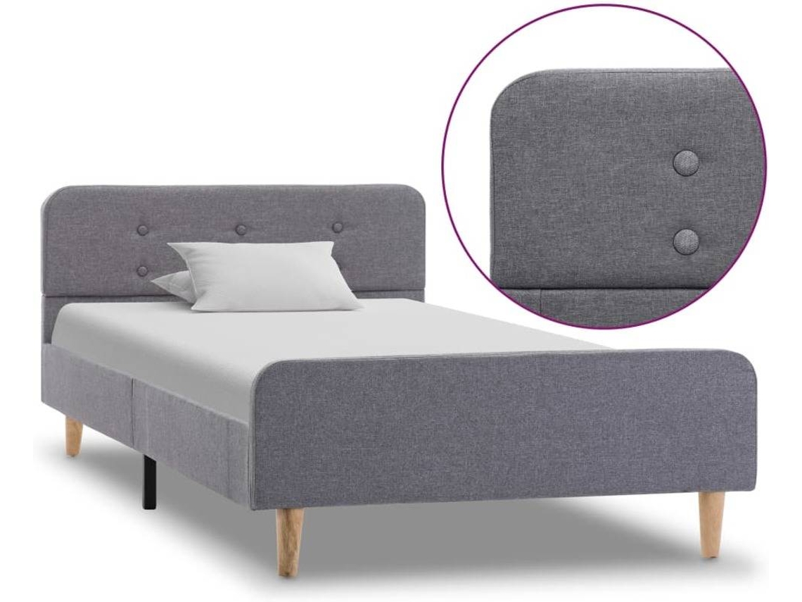 Bed Frame, Bed Frames Vidaxl Cinzeto Tecido (100 X 200 Cm)