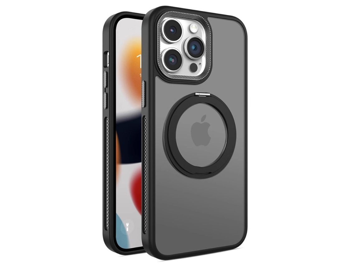 Suporte Casa Para Iphone 14 Pro Pele Sintética Magnética Preto