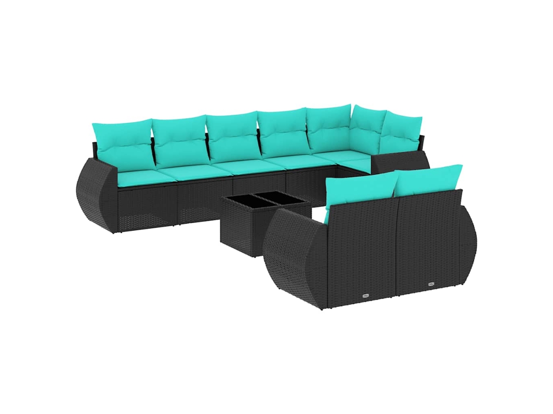 Conjunto de Sofá de Jardim, 5 Peças, Almofadas, Rattan Preto MAISON EXCLUSIVE