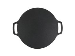 Grelha Coreana Para Churrasco, Antiaderente, Redonda, Em Alumínio Fundido, Com Alças Duplas, Ideal Para Camping E Atividades Ao Ar Livre, 25 Cm.