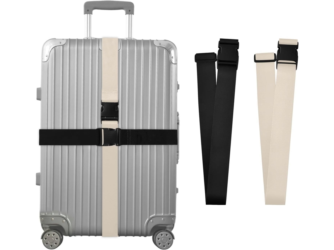 Conjunto De 2 Alças Bagagem Ajustáveis E Portáteis Nas Cores Preto, Bege E Branco, Para Homens E Mulheres, Adequadas