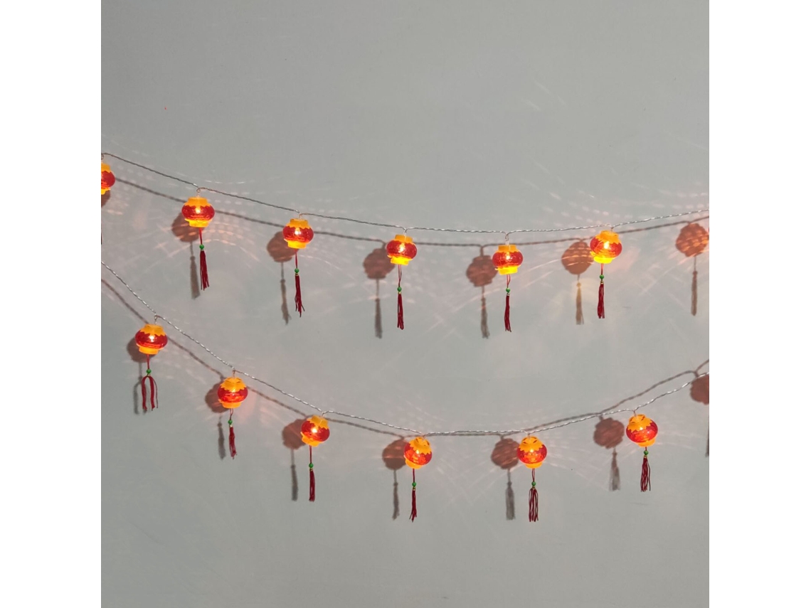 Lanterna Chinesa Vermelha com Luzes Led 6m 40 Luzes para Pátio S/MARCA