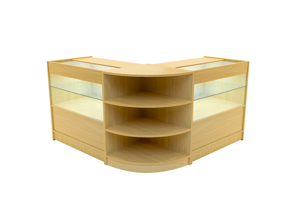 Conjunto de Balcão Comercial MonsterShop Andromeda Maple, 2xC900 1xLM60, MDF e Vidro Temperado