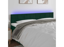 Vidaxl Cabeceira De Cama C/luzes Led Veludo 200x5x78/88cm Verde-escuro
