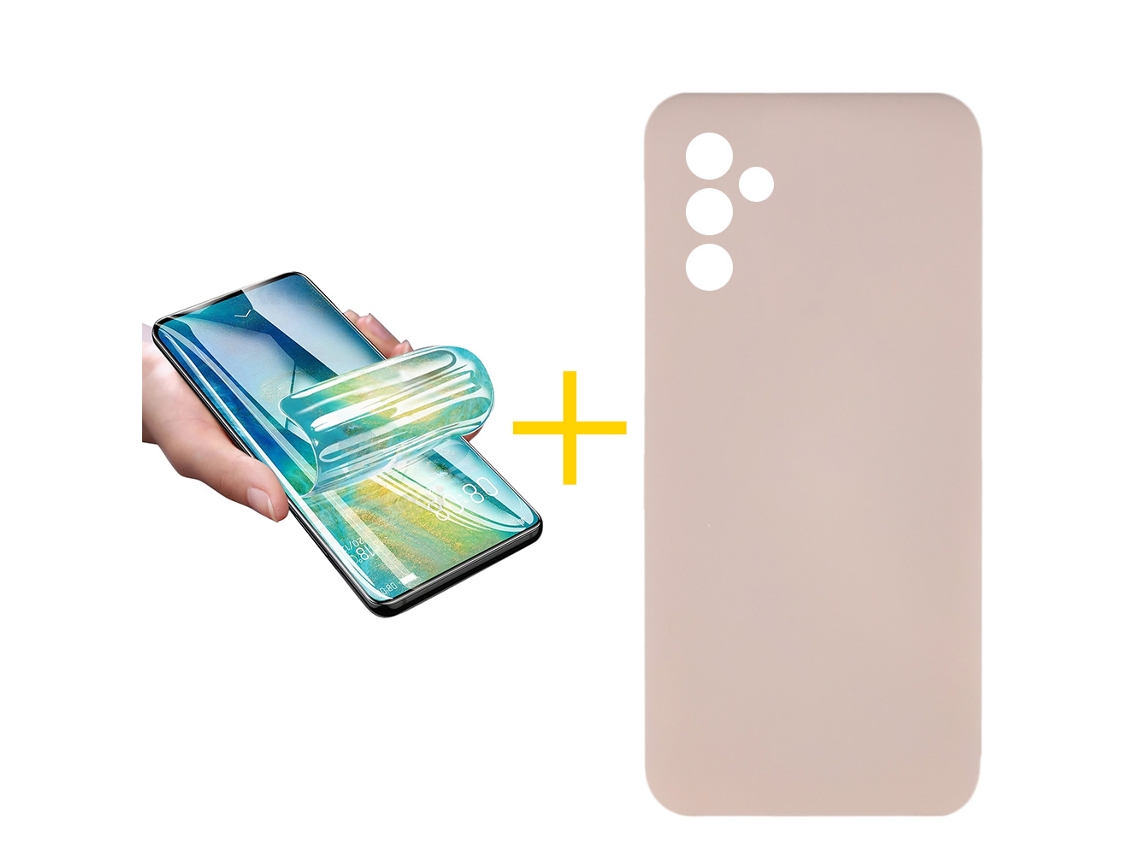 Pack 1 x Película de Hidrogel + Capa SKYHE Samsung Galaxy A35 5G Silicone Líquido Rosa-Creme