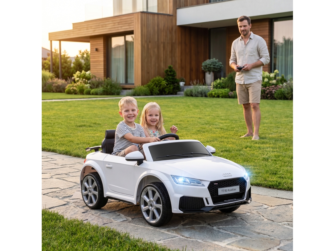 Coche Eléctrico Para Crianças De 3+ Anos Audi Tt Eléctrico 12v Com Velocidade 3 Km/h Controle Remoto 102x60x44 Cm Branco