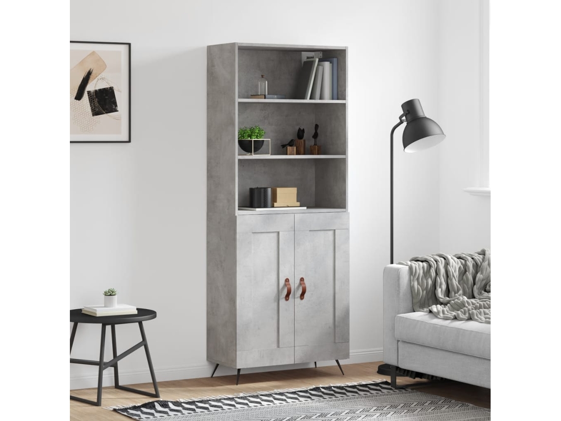 Vidaxl Armário Alto 69,5x34x180 Cm Derivados De Madeira Cinza Cimento