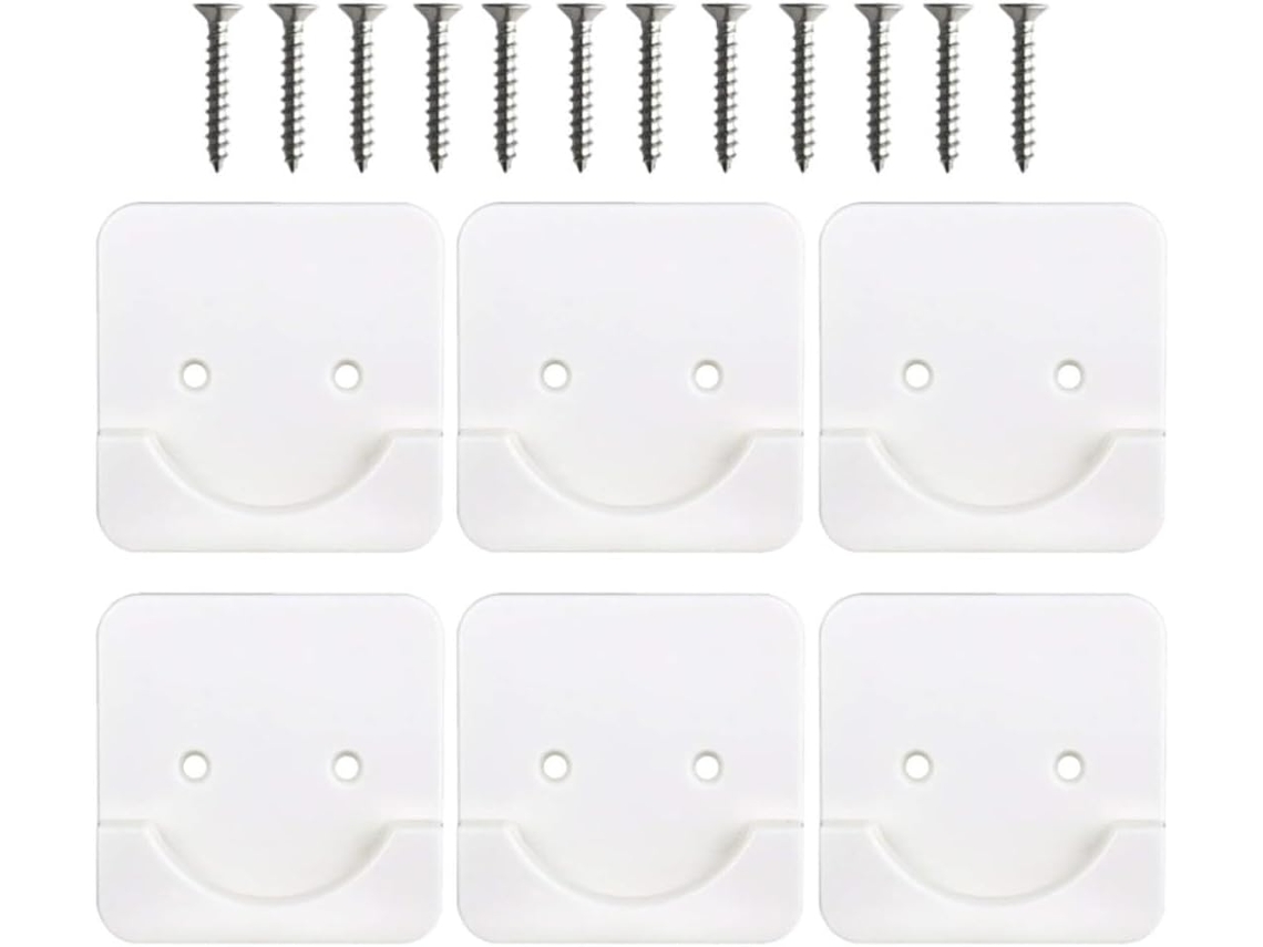 Conjunto Genérico De 6 Suportes Adesivos Para Barra Chuveiro, Com Superfície Lisa E Material Abs, Para Montagem Na