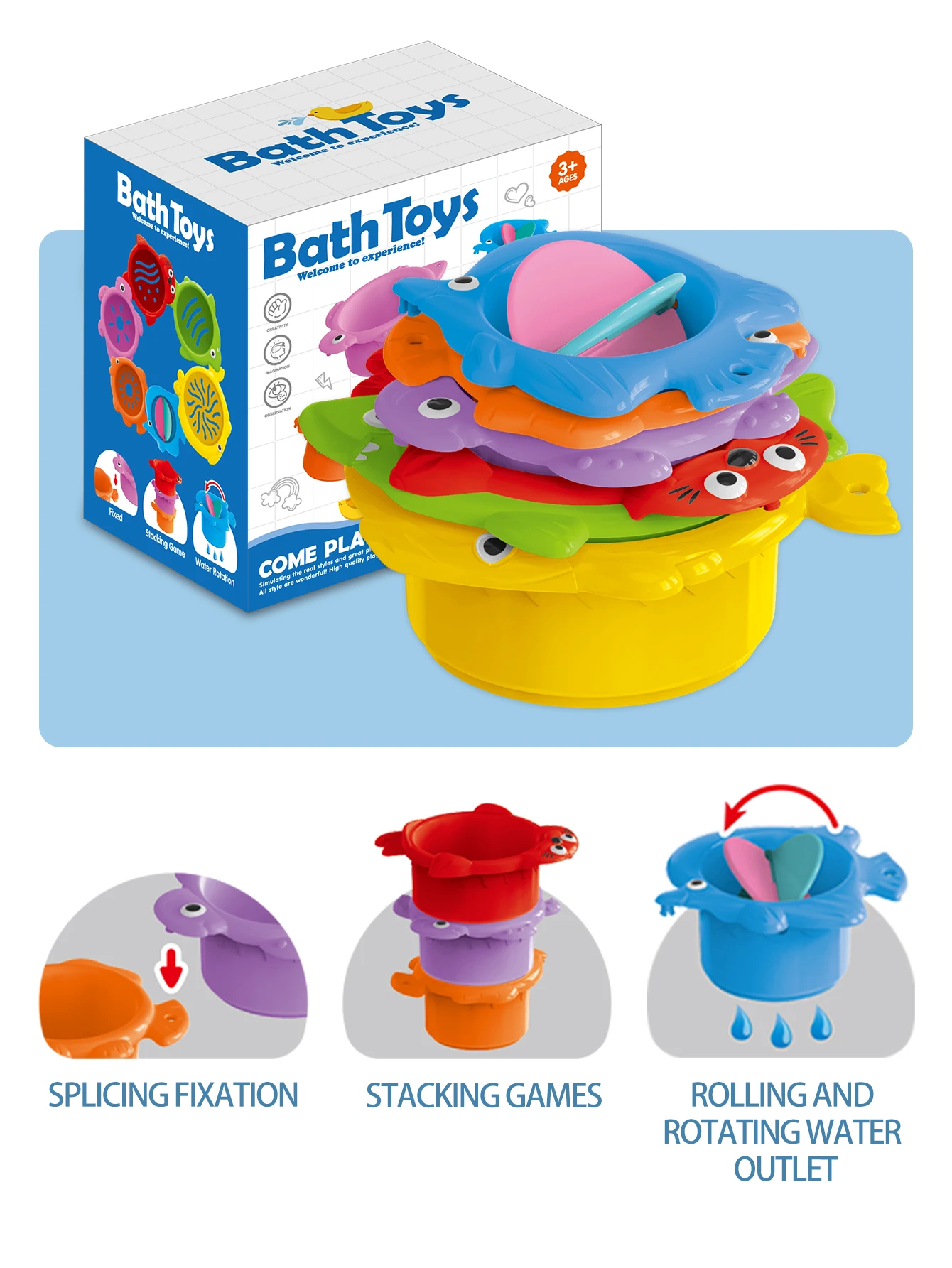 Conjunto De 6 Peças: Copos Empilháveis, Brinquedos Infantis, Jogos Para Banheiro, Presentes