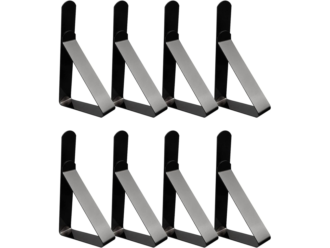 Presilhas Para Toalha De Mesa Em Aço Inox - Para Piquenique Exterior - 8 Unidades - 7,5*4,5 Cm - Pretas