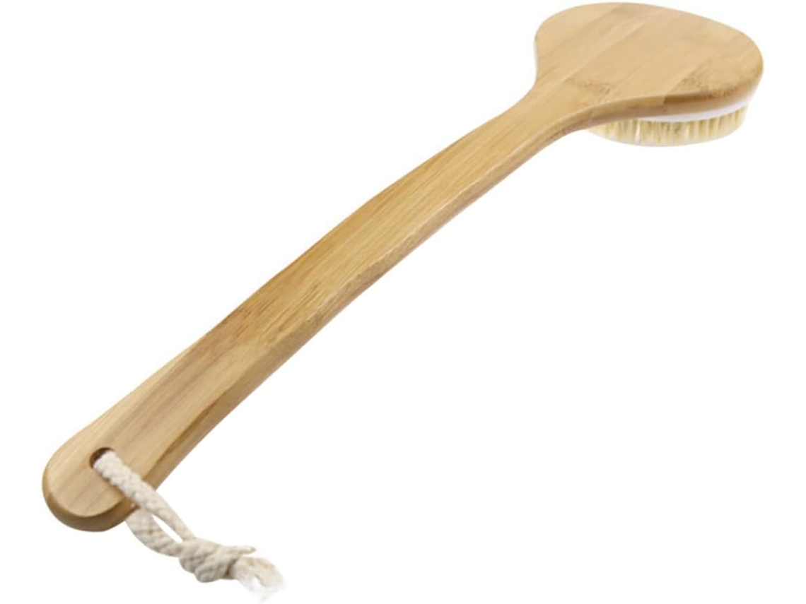 Escova De Banho Com Cerdas Macias, Escova De Massagem Para As Costas, Cabo De Bambu, Esfoliante Corporal Para Homens E