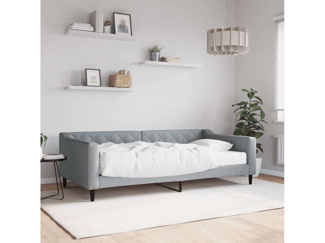 Vidaxl Sofá-cama Com Colchão 100x200 Cm Tecido Cinzento-claro