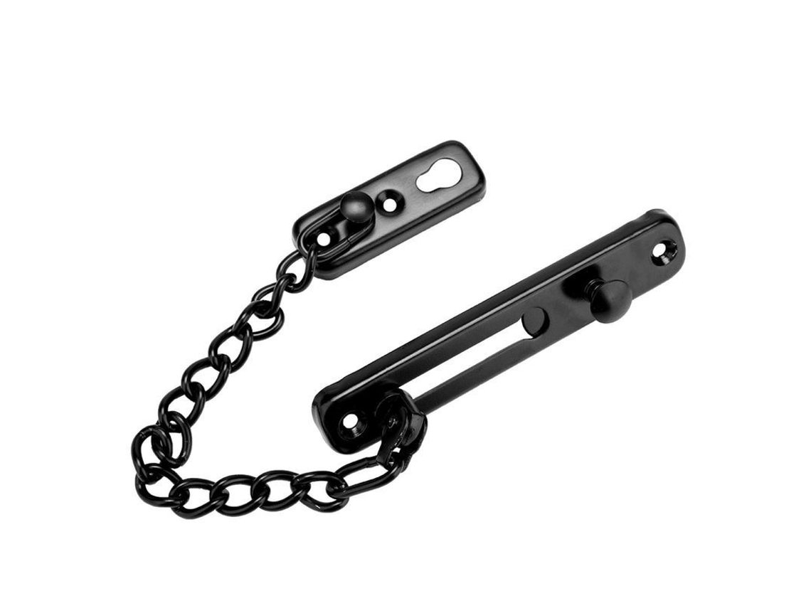 Cadeado de corrente antifurto em aço inoxidável para portas de madeira ou metal (preto)