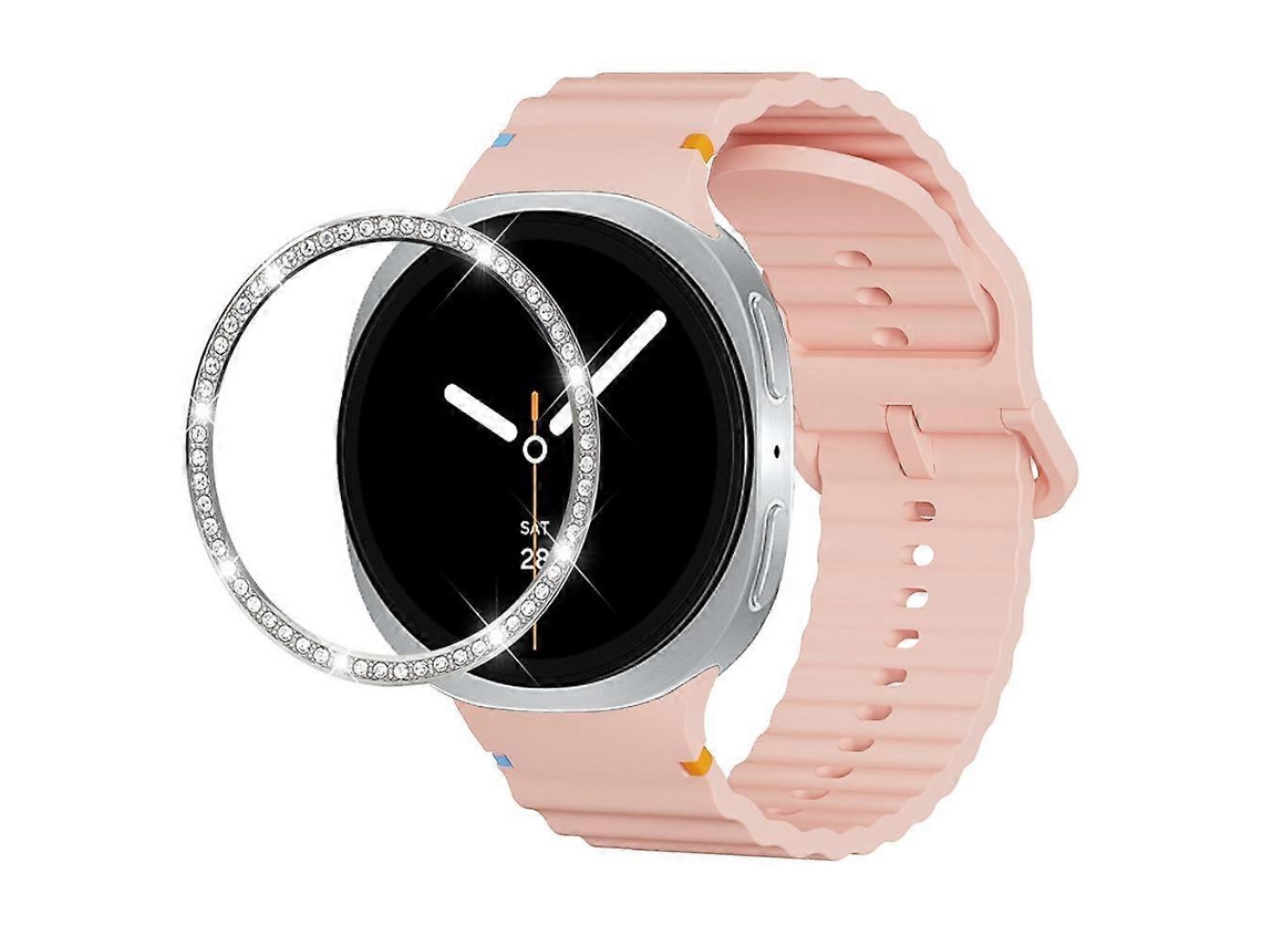 Pulseira De Silicone Com Bisel De Diamantes E Fivela Com Costura Ondulada.