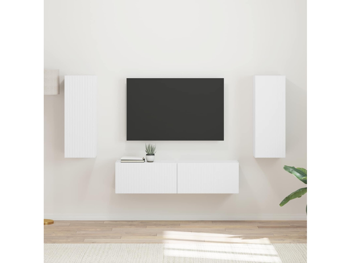 Conjunto De Móvel De Tv 2 Pcs Branco Madeira Processada