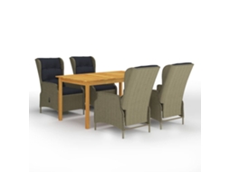 Conjunto De 5 Peças De Jantar Para Jardim Castanho Dkd Home Decor