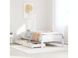 Vidaxl Estrutura De Cama C/ Gavetas 100x200 Cm Pinho Maciço Branco