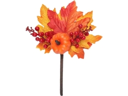 Conjunto de 3 galhos artificiais de abóbora com folhas de bordo para decoração de Halloween e casamentos, 24 cm (9,5 polegadas).