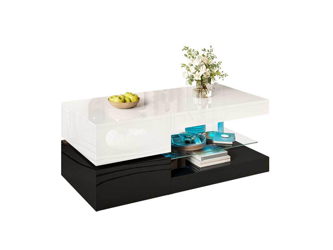 Mesa 90x45x35.5 Led App Bluetooth Branco Preto VOLTEDGE