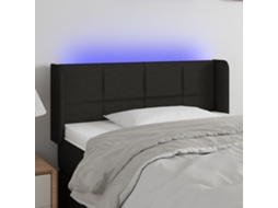 Vidaxl Cabeceira De Cama C/ Luzes Led Tecido 83x16x78/88 Cm Preto
