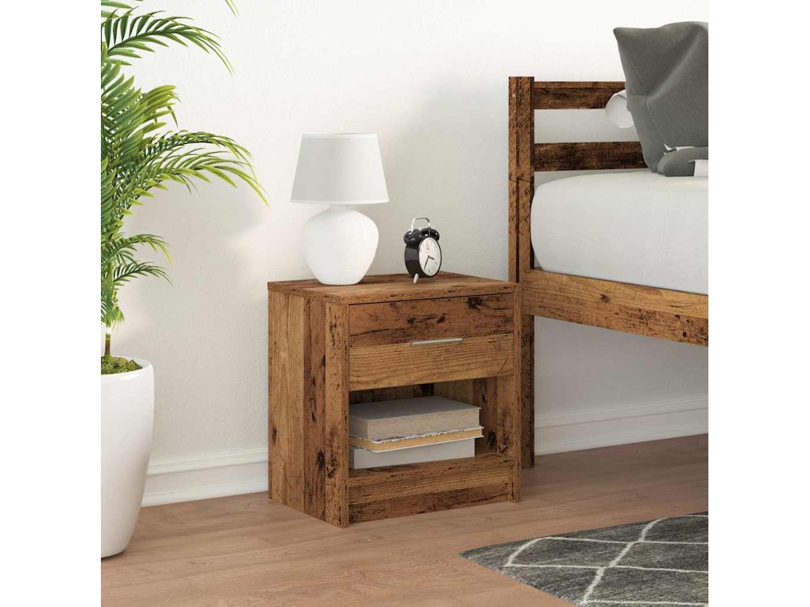 Vidaxl Mesa De Cabeceira Com Gaveta 39x28x41 Cm Madeira Velha