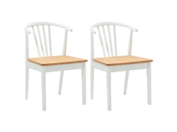 Conjunto 2 Cadeira Vintage Vidaxl Branco Madeira De Seringueira Maciça (51 X 61 X 80,5 Cm)