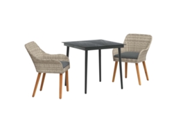 Maison Exclusive - Conjunto De Jantar Para Jardim 3 Pcs Cinzento-claro Vime Pe