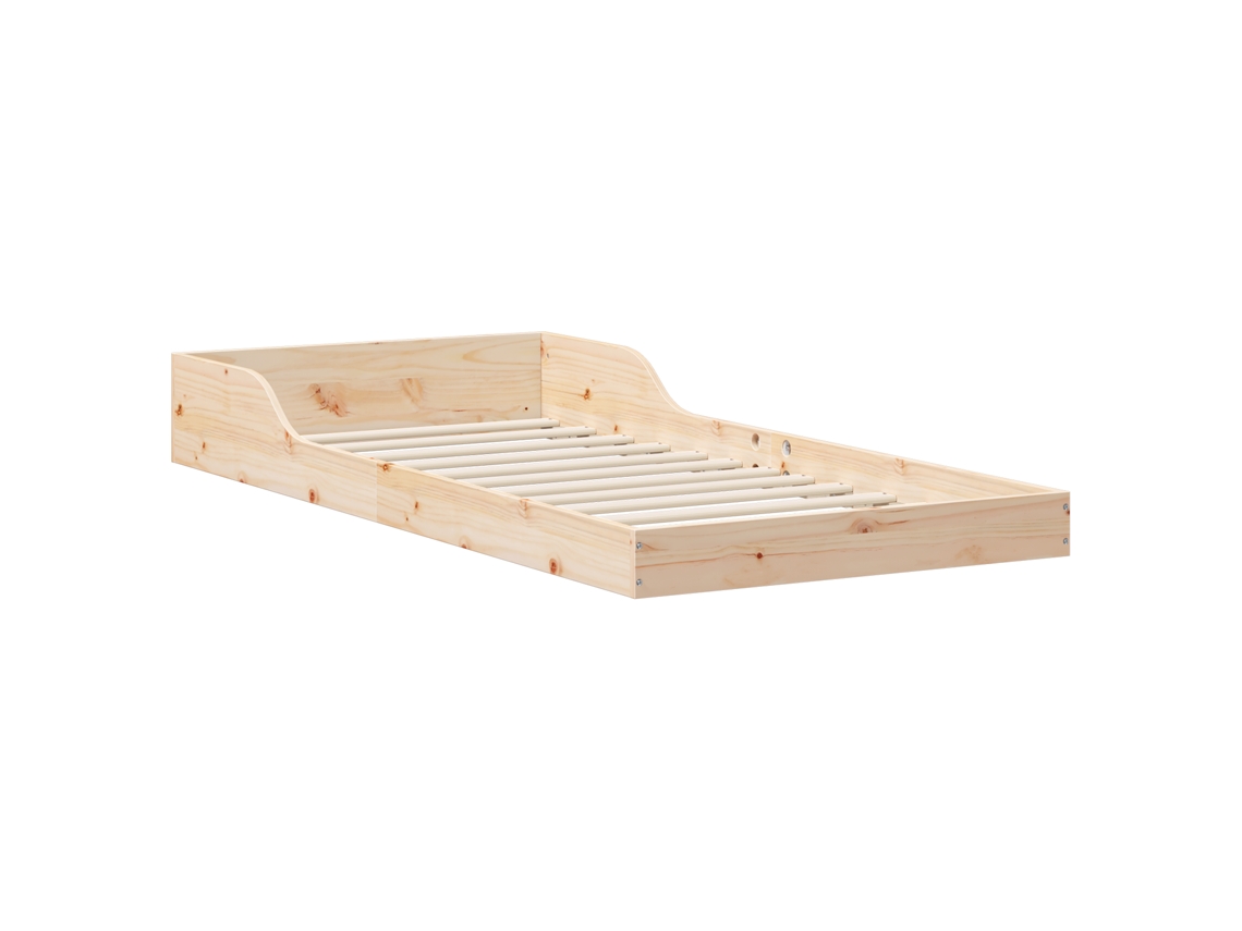 Conjunto 1 Estrado De Cama Plataforma Vidaxl Castanho Madeira De Pinho Maciça (80 X 200 Cm)