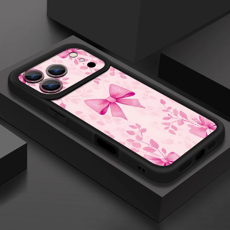 Capa Para Iphone 17e Com Estampa De Laço Colorido (preta), Feita De Silicone Tpu Macio E Resistente A Impactos.