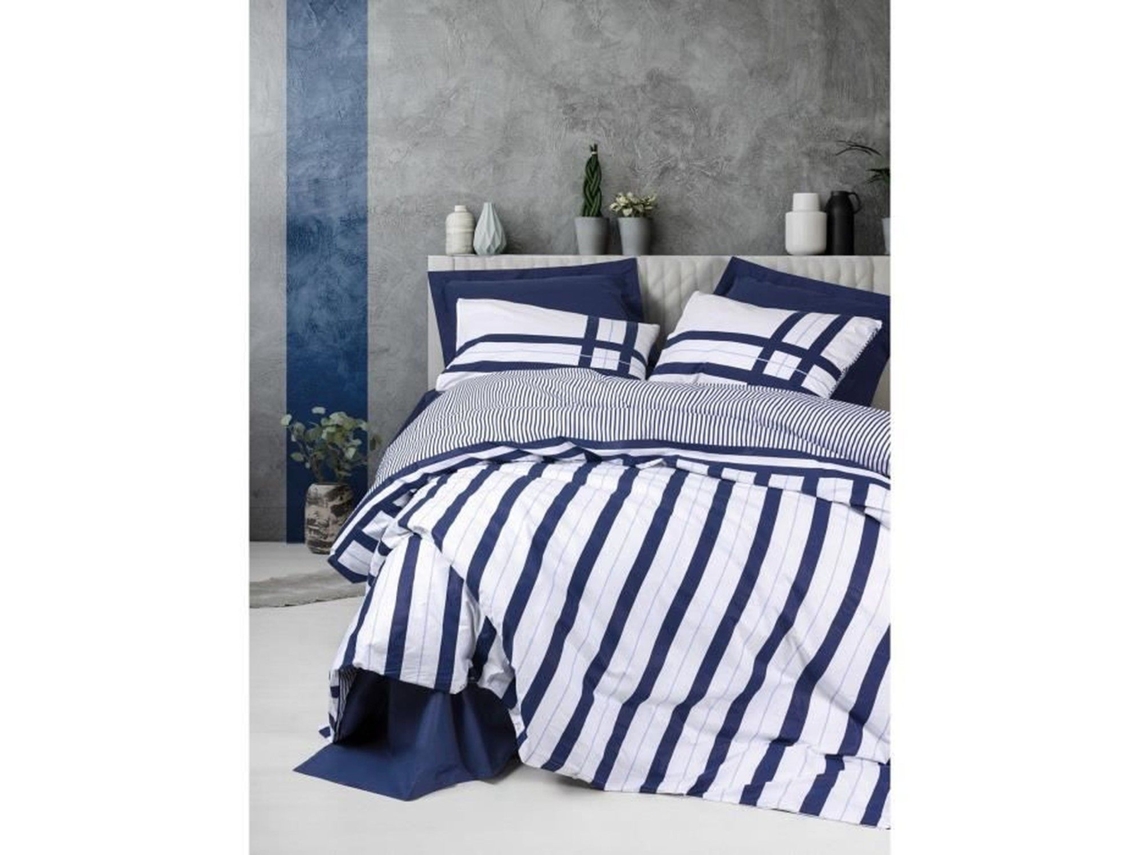 Conjunto de Cama - Capa de Edredom 220 x 240 + 2 Fronhas 60 x 60 em Algodão Reforçado - Azul