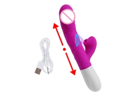 Vibrador de Coelho de Sucção de Impulso Massageador Giratório Telescópico de Aquecimento de 360 Roxo YIZHOOD