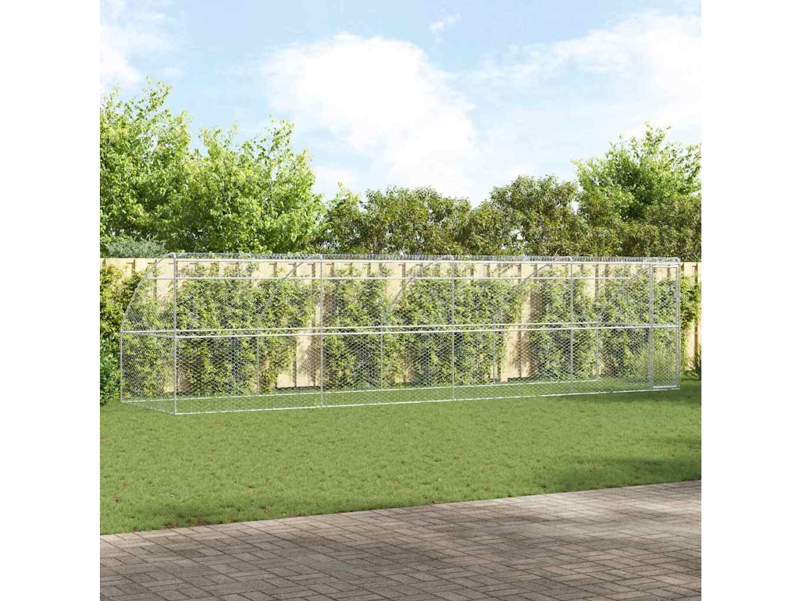 Vidaxl Canil De Cachorro 4 Unid. Prateado 8 X 2 X 2 M Aço Galvanizado