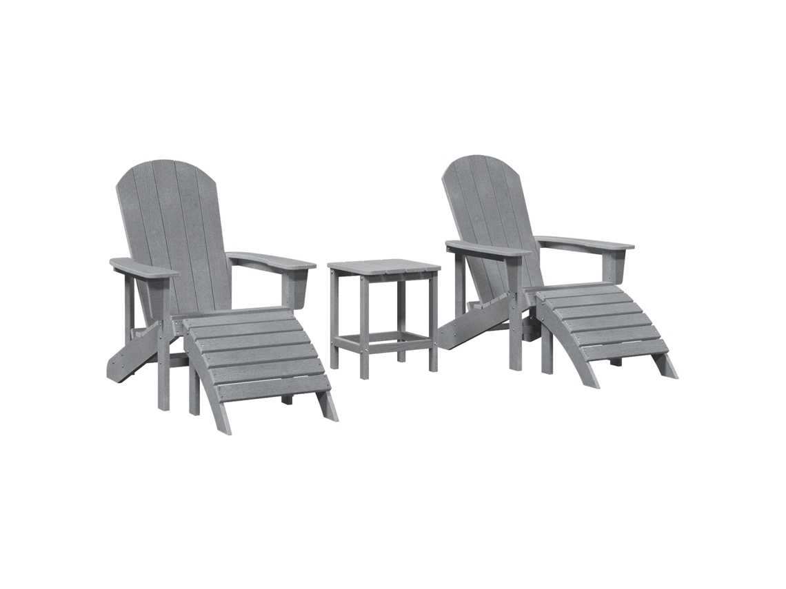 Conjunto 3 Cadeira De Jardim Vidaxl Cinzento-claro Polietileno (83 X 74 X 92 Cm)