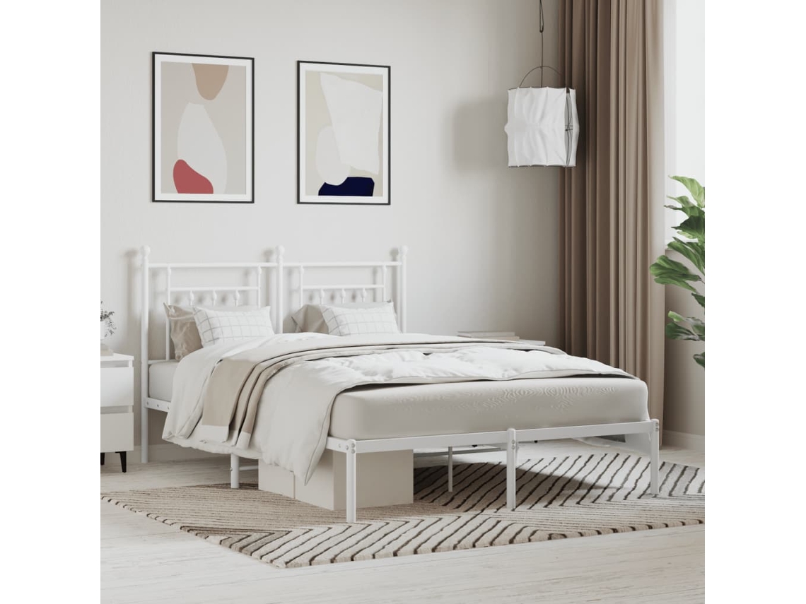 Estrutura De Cama Com Cabeceira 140x200 Cm Metal Branco