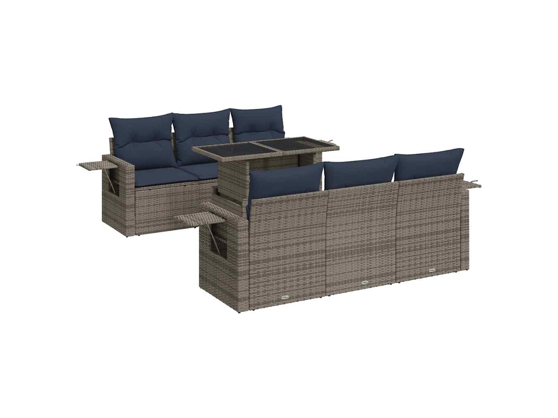 Conjunto de 7 Sofás Jardim com Almofadões Vime Pe/acácia Cinzento MAISON EXCLUSIVE (0)