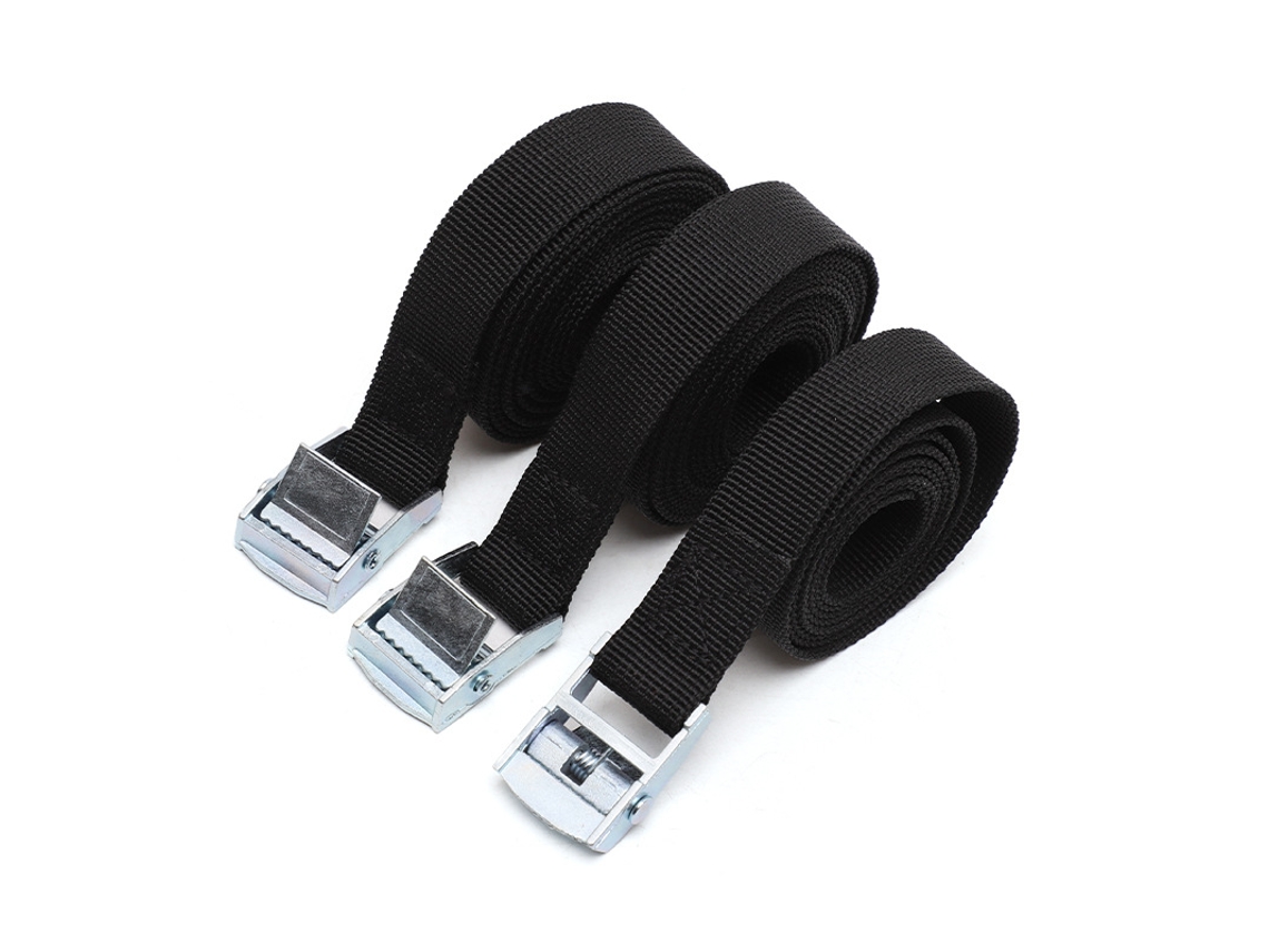 Conjunto De 4 Cintas Amarração Cloro 2, 5 Cm X 2 M, Pretas, Carga Máxima De 250 Kg