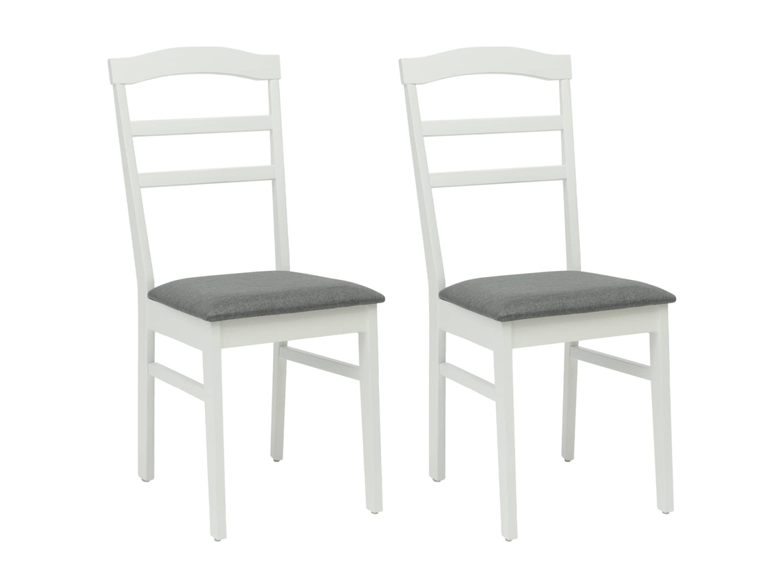Conjunto 2 Assentos De Jantar Vidaxl Branco Madeira De Seringueira Maciça (36 X 45,5 X 93,5 Cm)