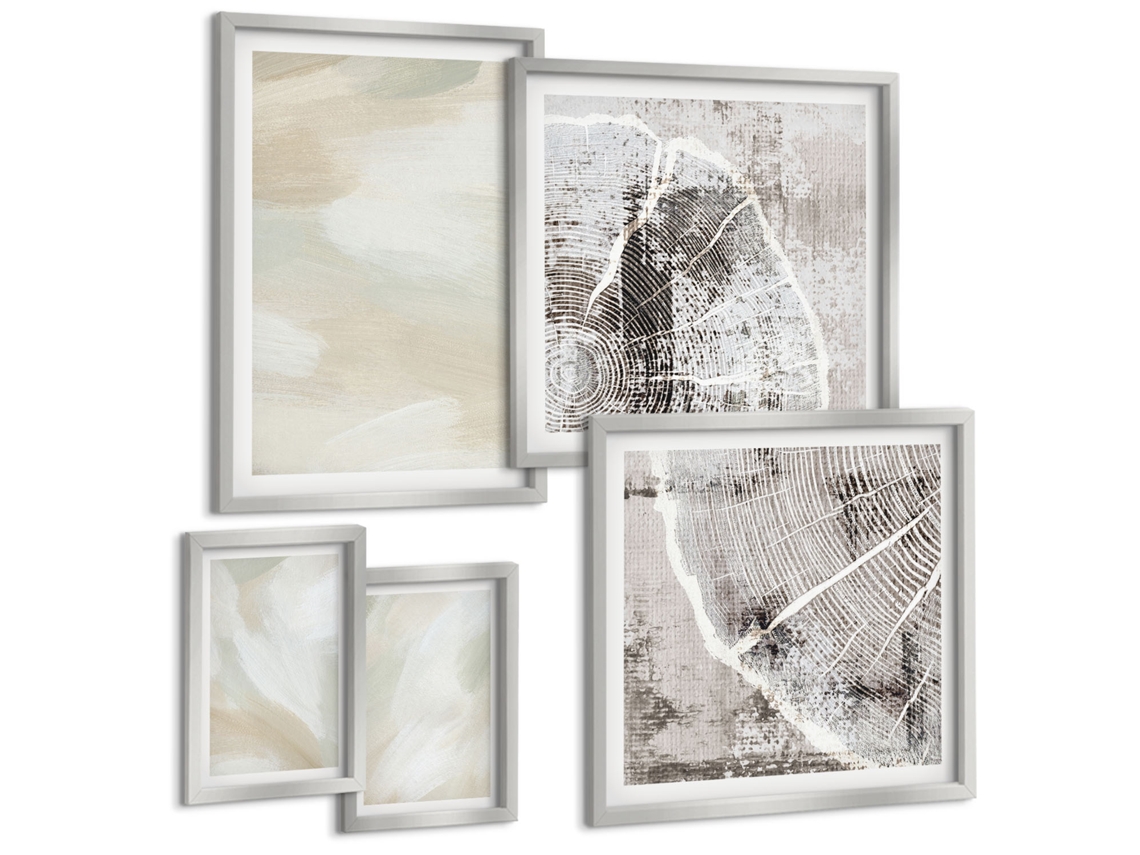 Conjunto De Pinturas Textura Pictórica De Tinta Minimalismo Espelharte (5 Peças)