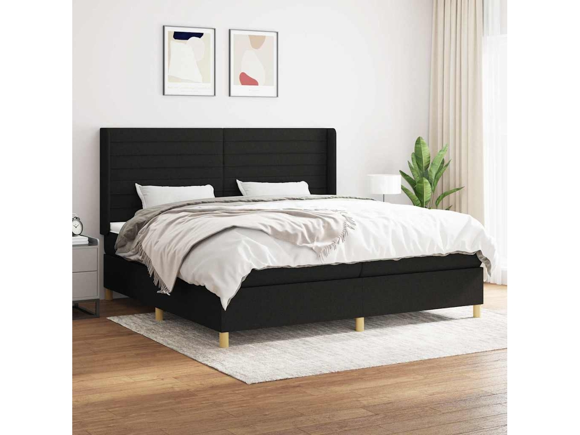 Vidaxl Cama Com Molas/colchão 200x200 Cm Tecido Preto