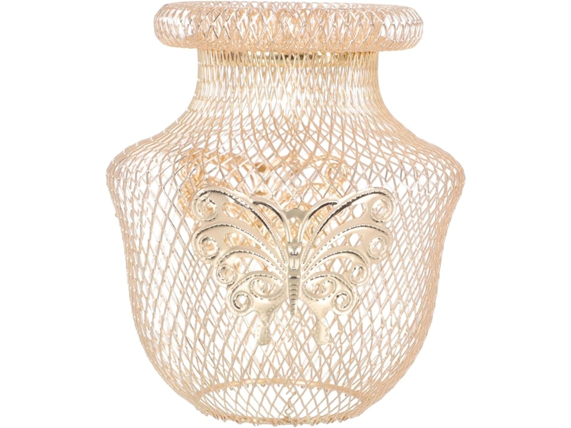Abajur Decorativo de Ferro Forjado Banhado a Ouro com Estampa Floral, Acessório para Luminária Suspensa. SFUSHOS
