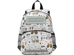 Mochila Personalizada Com Nome Mão Design Fofo Caminhão Para Bebês, Meninas Crianças Escolar Alça Segurança