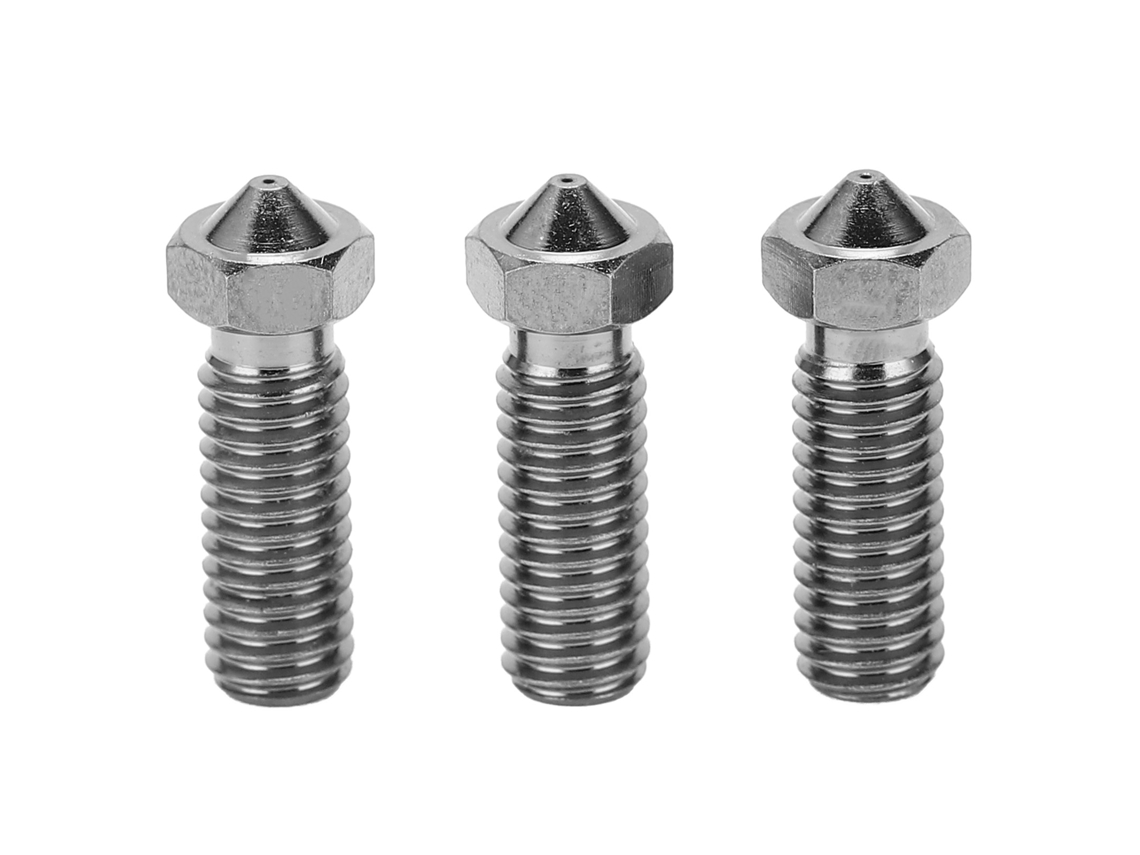 3 Peças De Bico De Vulcão De Aço Temperado Para Extruder De Impressão 3d De Alta Temperatura 1.75mm M6 0.2mm
