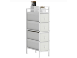 Cômoda com 4 gavetas de tecido, móvel multifuncional para quarto ou sala, 45x30x92 cm, cinza e branco PRIME KANG