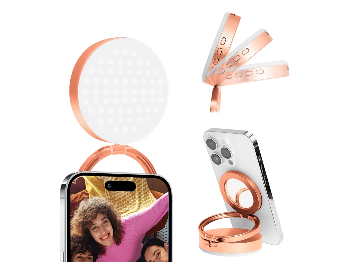 Luz De Selfie Magnética Para Iphone Magsafe Com Suporte E 3 Modos De Iluminação (dourada)