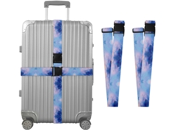 Conjunto De 2 Cintas Bagagem Personalizáveis Com Fivelas Para Malas Mármore Azul